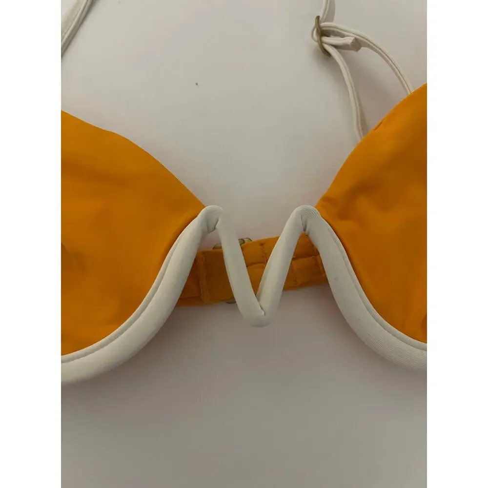 NWT L*Space Women's Nico Bikini Top Adjustable Straps Mango Orange Cream Size M